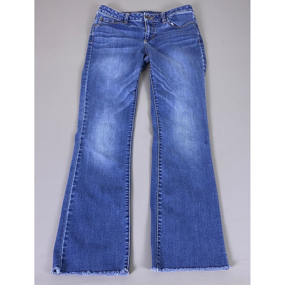 Ana a New Approach Boot Cut Jeans Womens 28/6 Medium Wash Blue Raw Hem Mid Rise